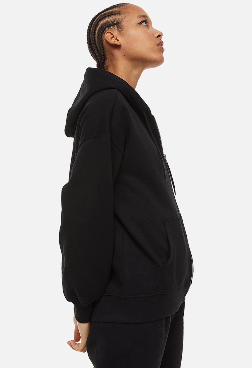 H&M - Oversized zip-through hoodie - black