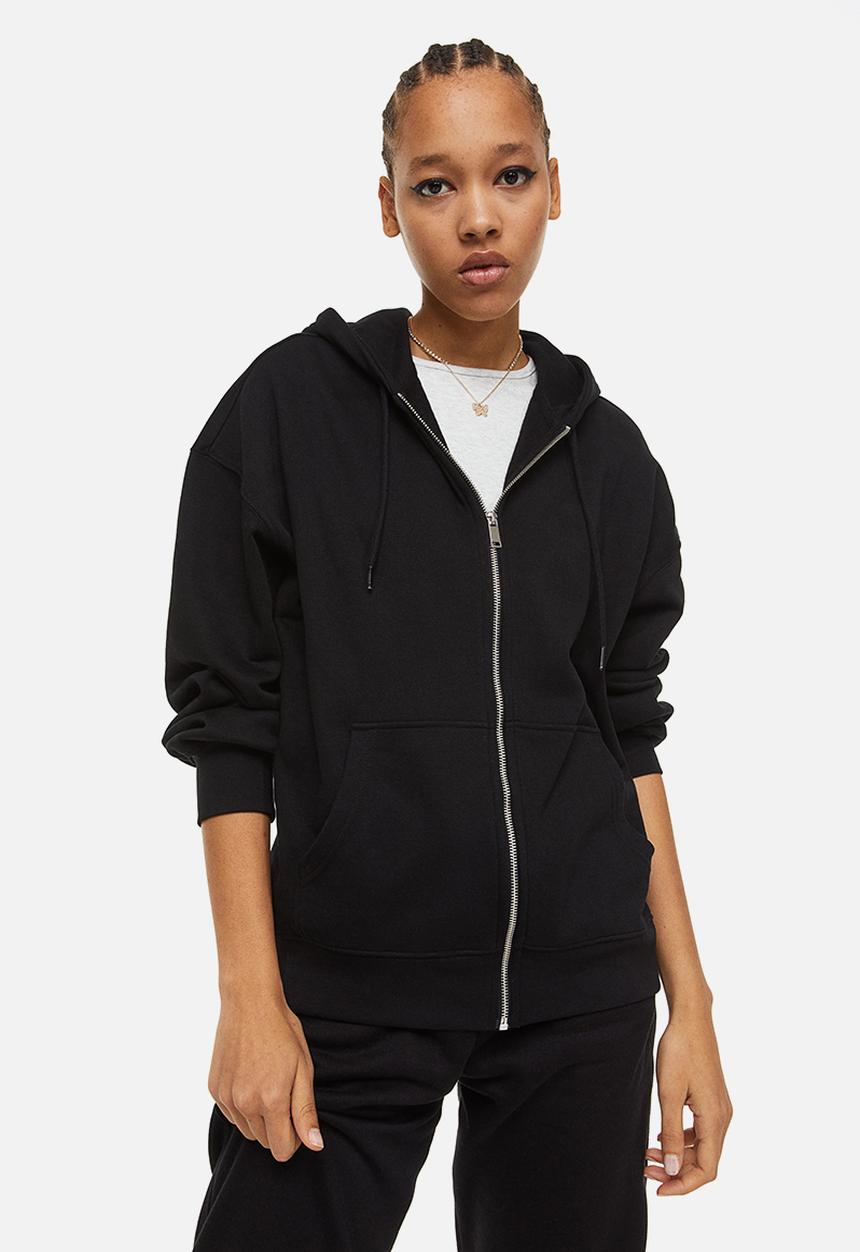 H&M - Oversized zip-through hoodie - black