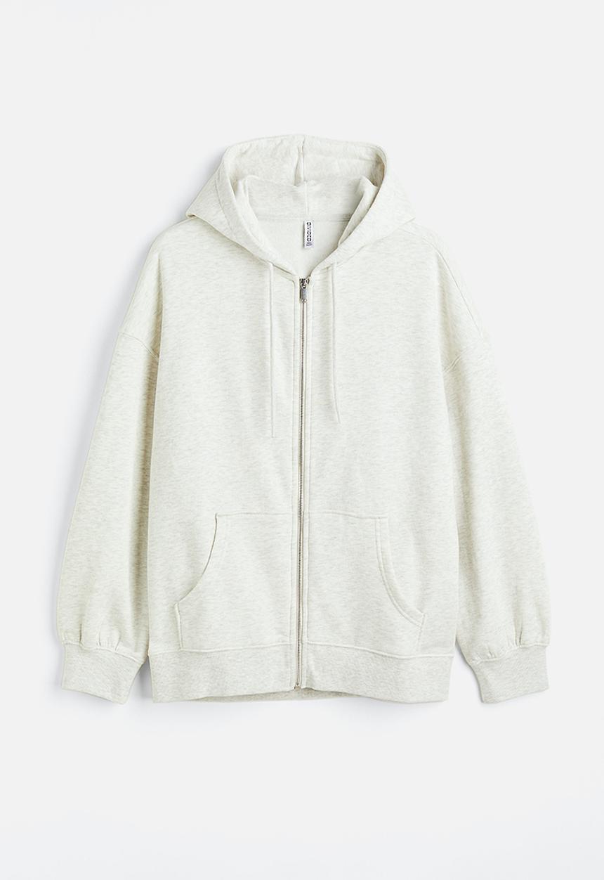 H&M - Oversized zip-through hoodie - light grey marl