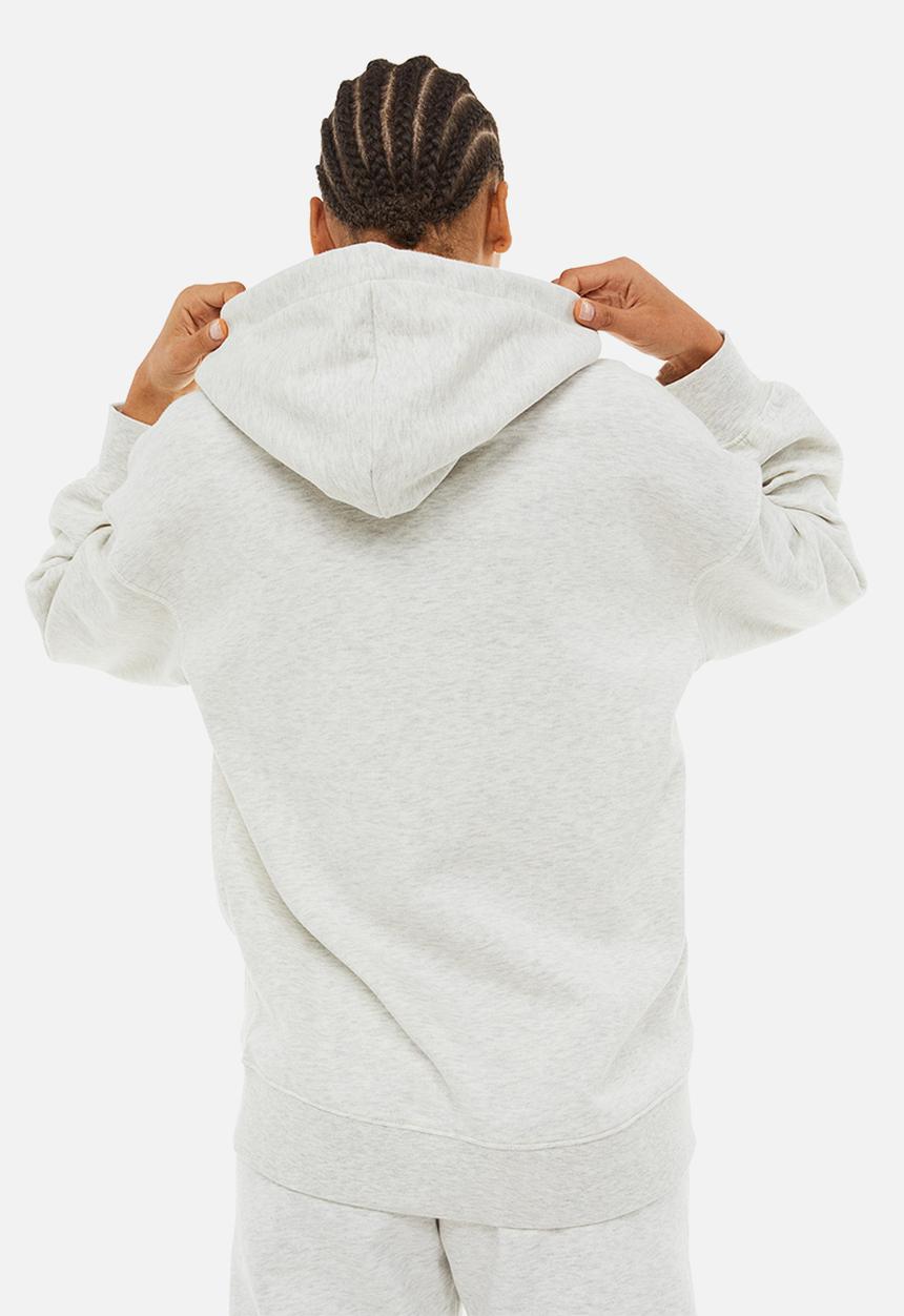 H&M - Oversized zip-through hoodie - light grey marl