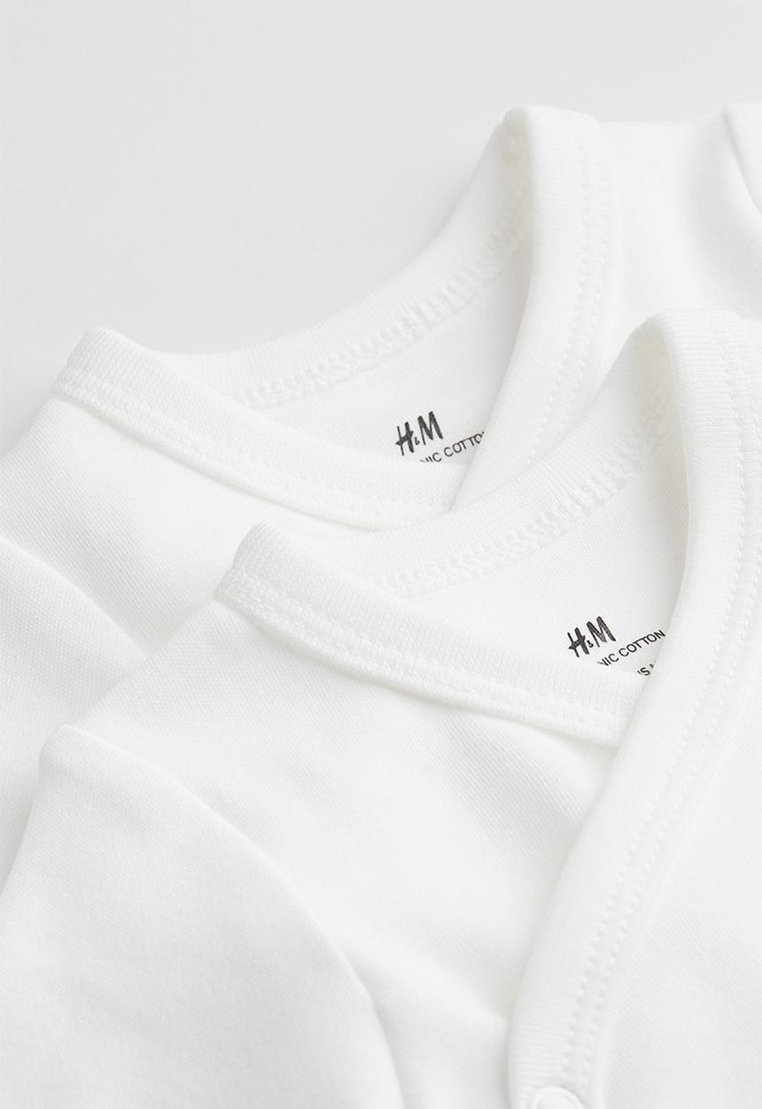 H&M - 2-pack long-sleeved bodysuits - white