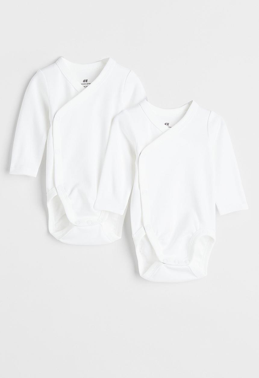 H&M - 2-pack long-sleeved bodysuits - white