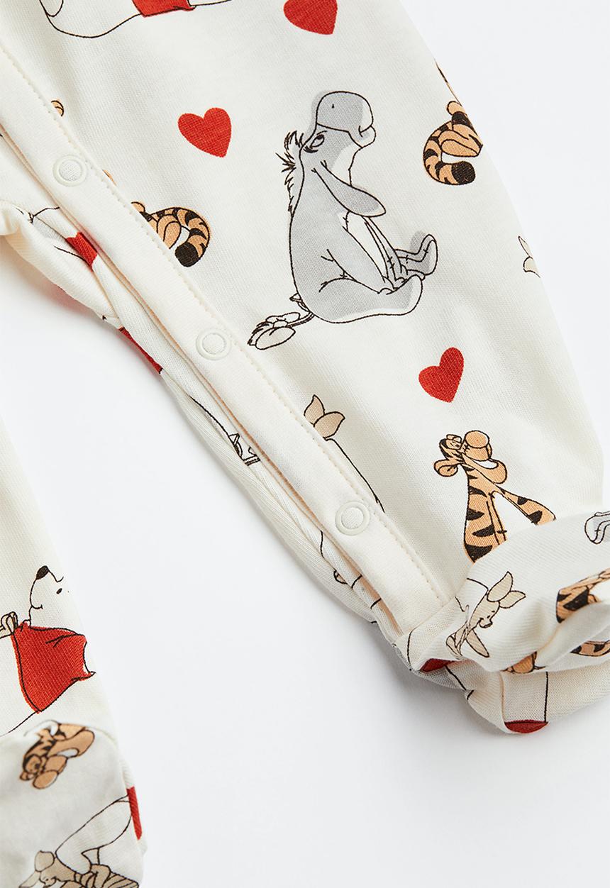 H&M - 2-pack printed cotton all-in-one pyjamas - multi,white