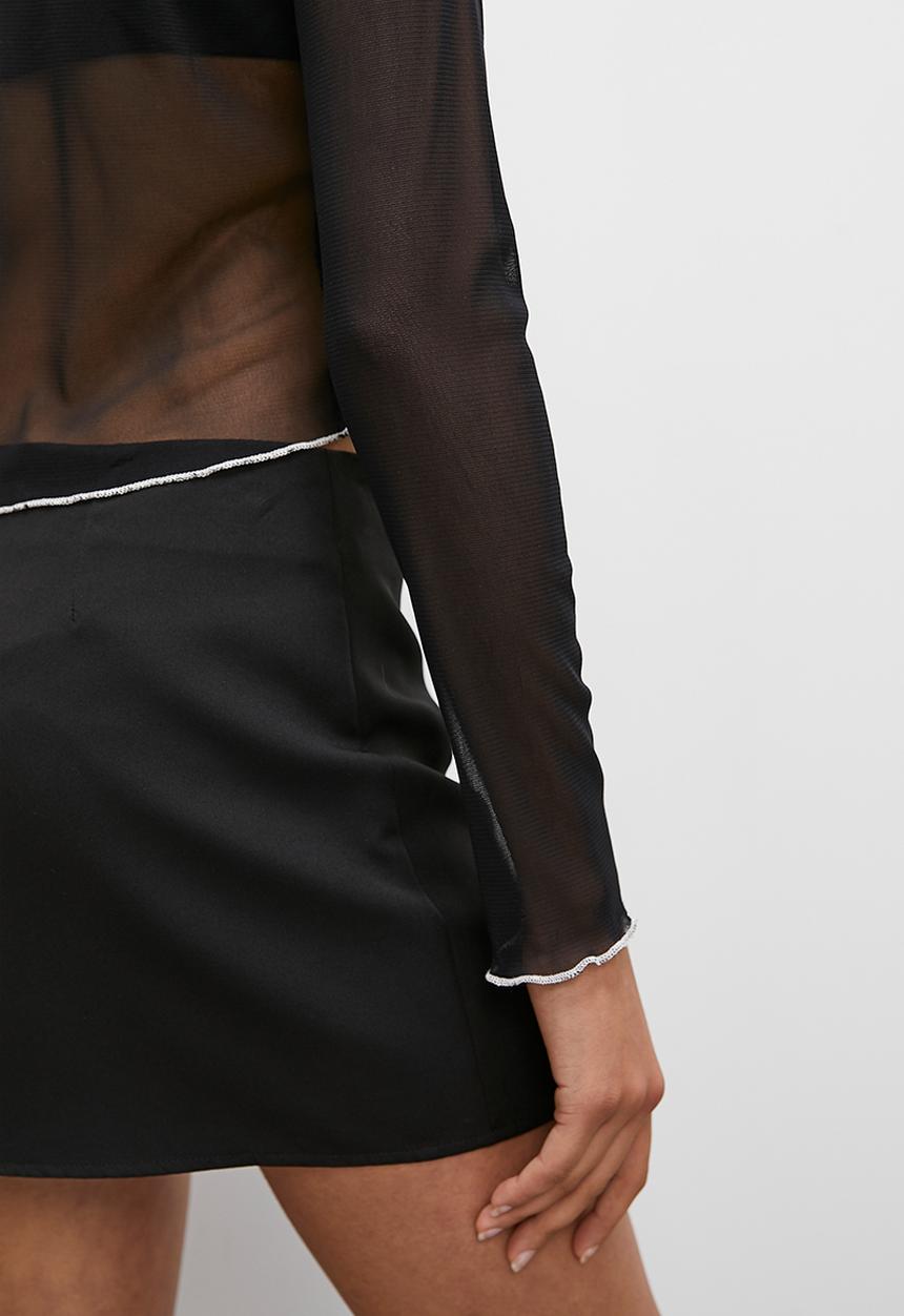 Blake - Contrast seam knit blouse - black