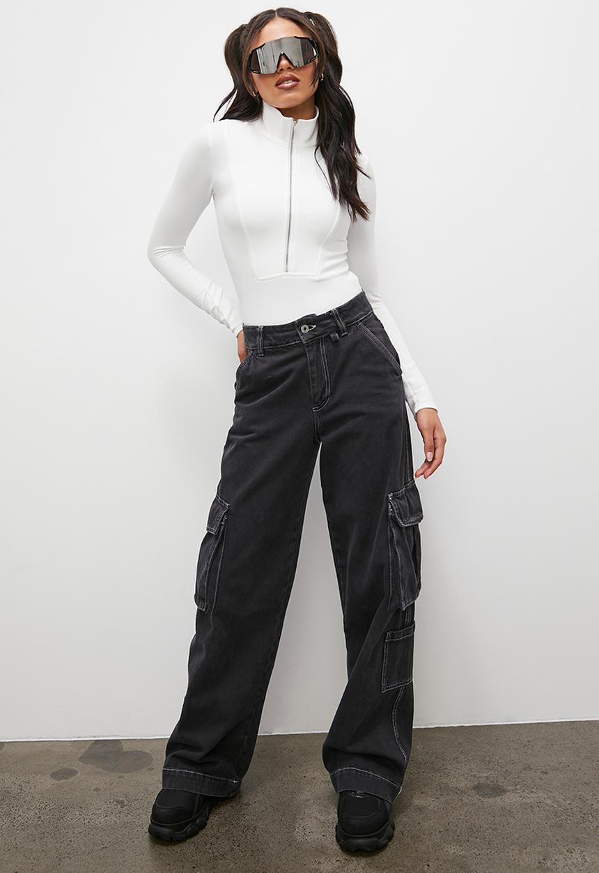 Blake - Zip collared bodysuit - ivory 