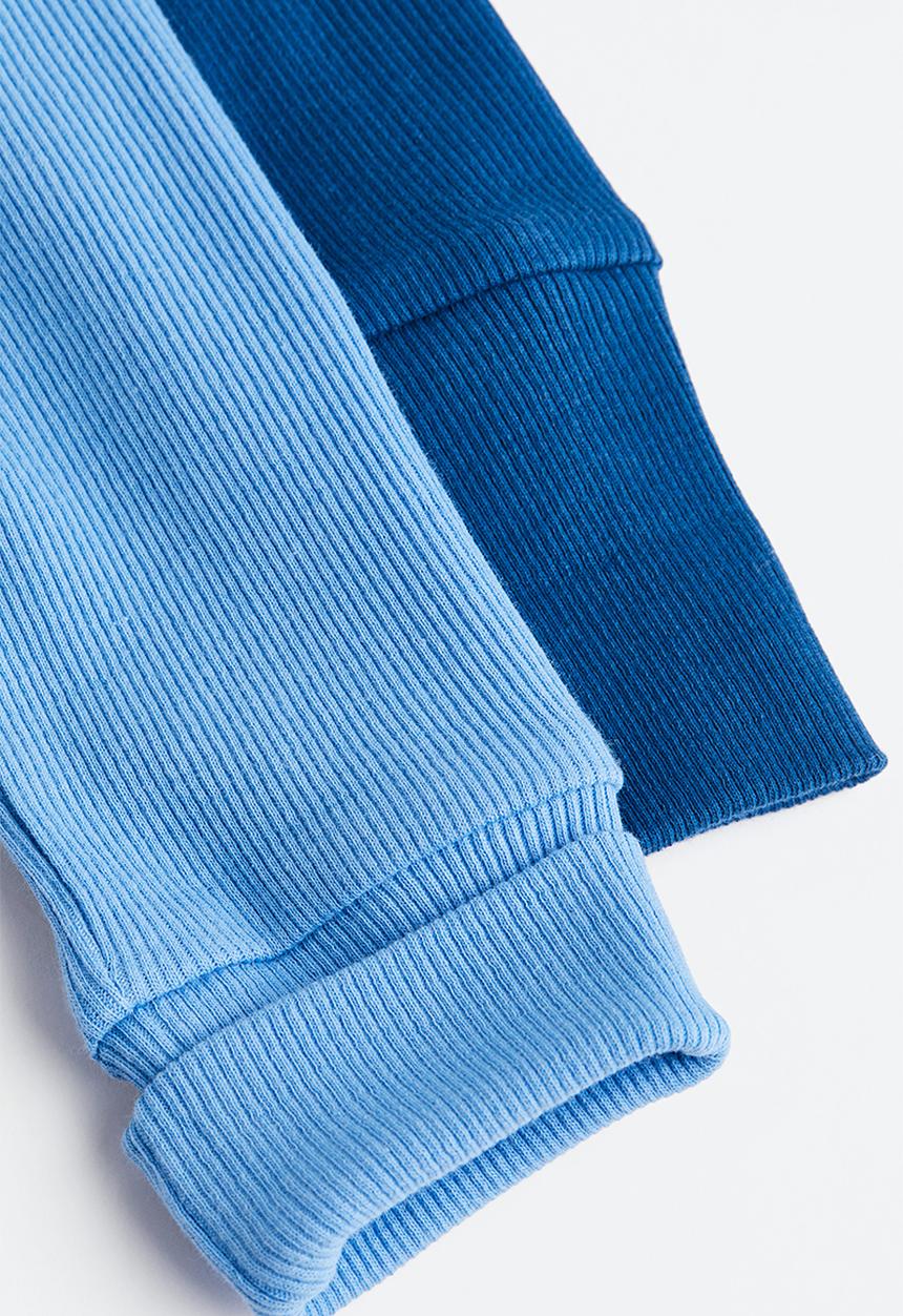H&M - 2-pack adjustable-fit long-sleeved bodysuits - blue/dark blue