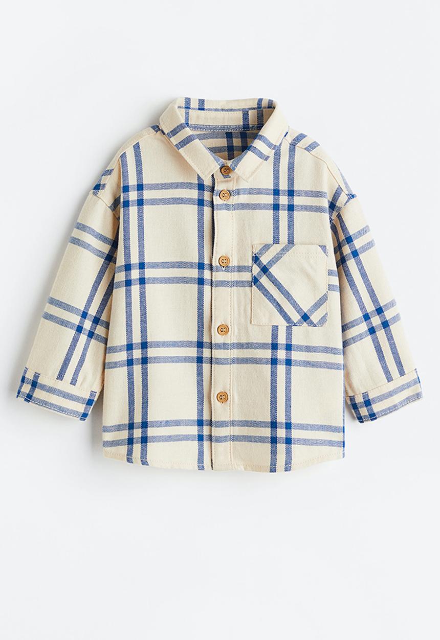 H&M - Flannel shirt - beige / blue checked