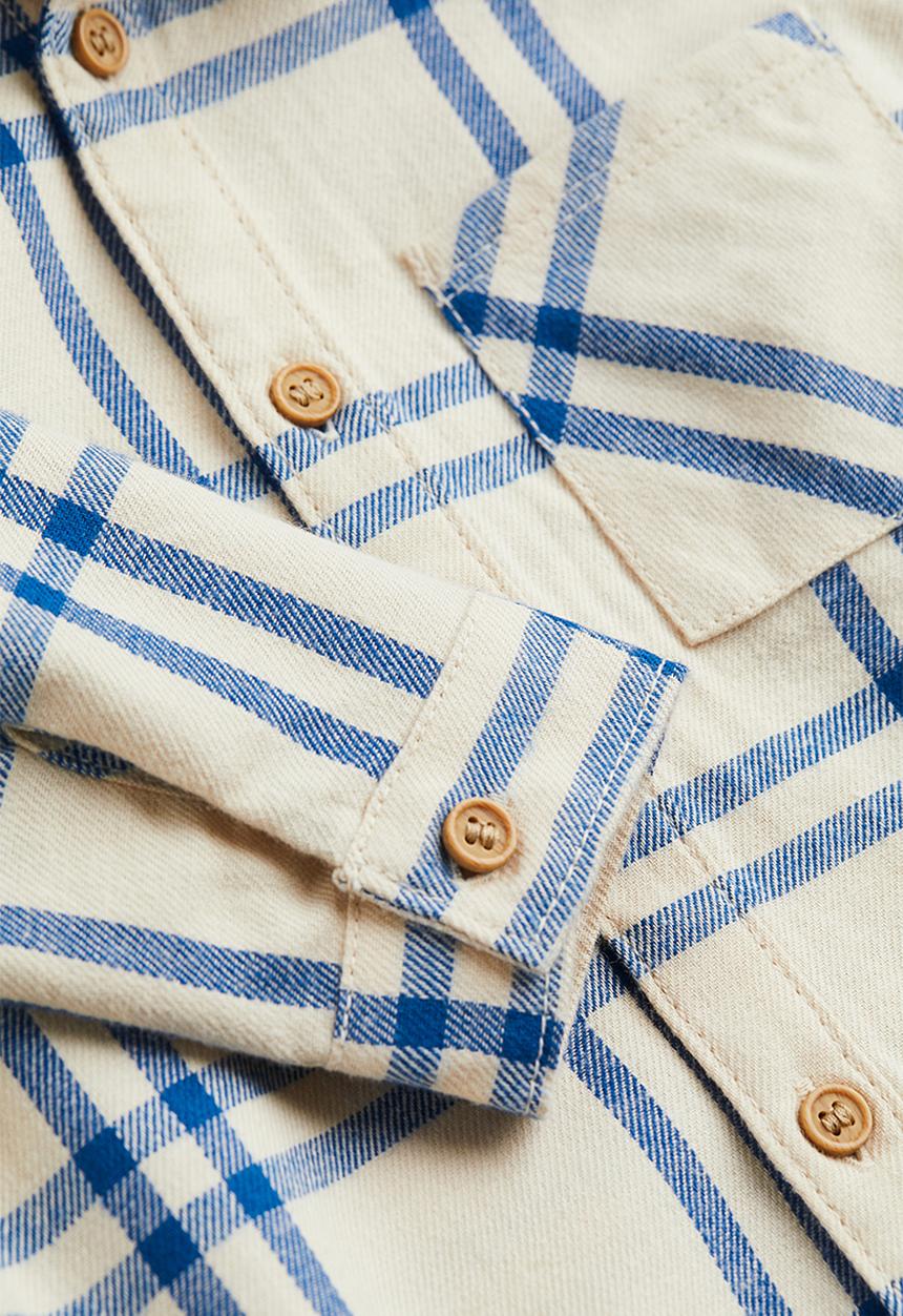 H&M - Flannel shirt - beige / blue checked