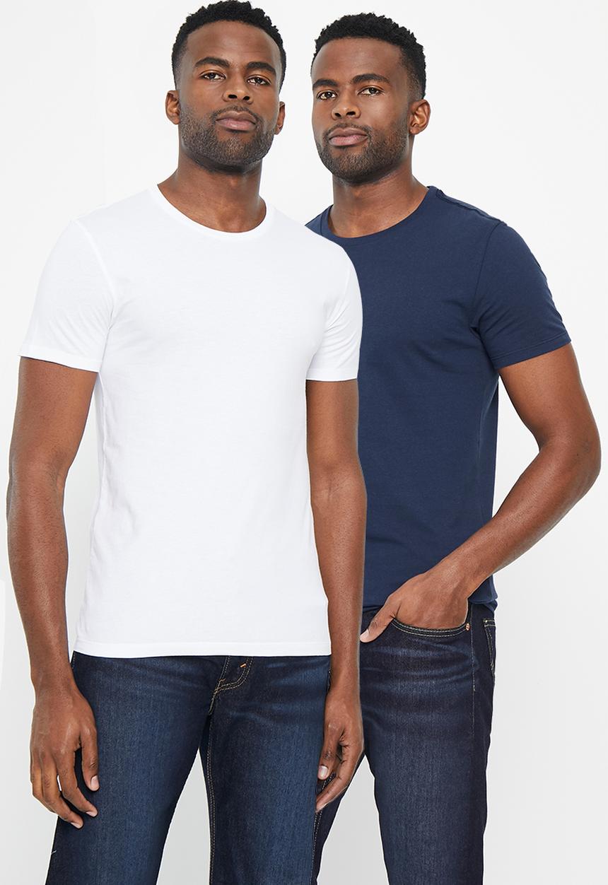 Levi’s® - Slim 2 pack crew neck - dress blues & white 