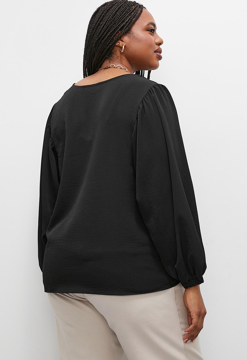 Superbalist - Balloon sleeve v-neck shell -black