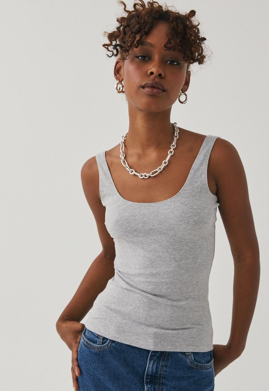 Supré  - Talia scoop neck tank - grey marle