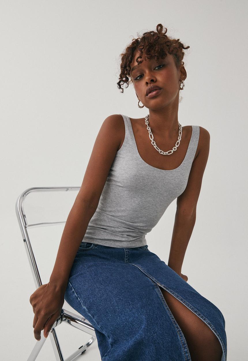 Supré  - Talia scoop neck tank - grey marle