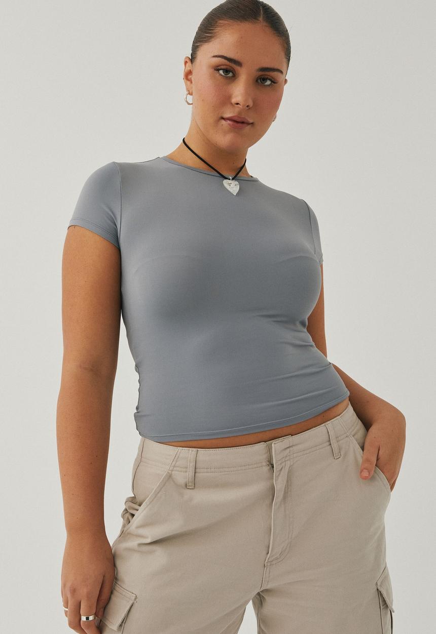 Supré  - Shay short sleeve top - moonlight grey