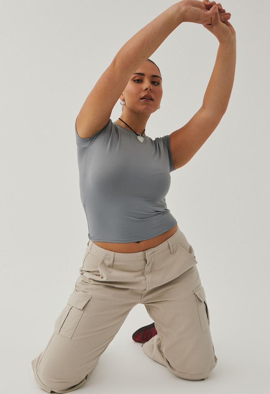 Supré  - Shay short sleeve top - moonlight grey