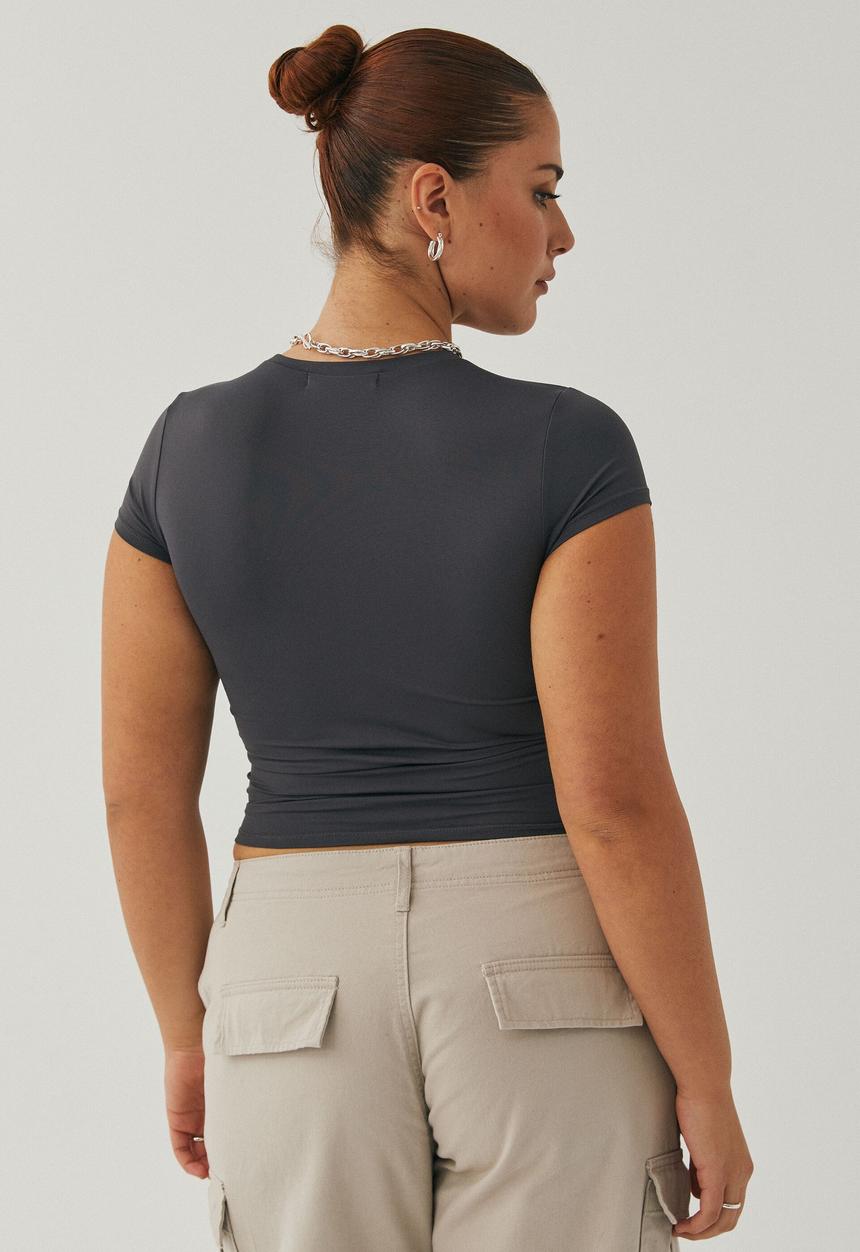 Supré  - Shay short sleeve top - gunmetal