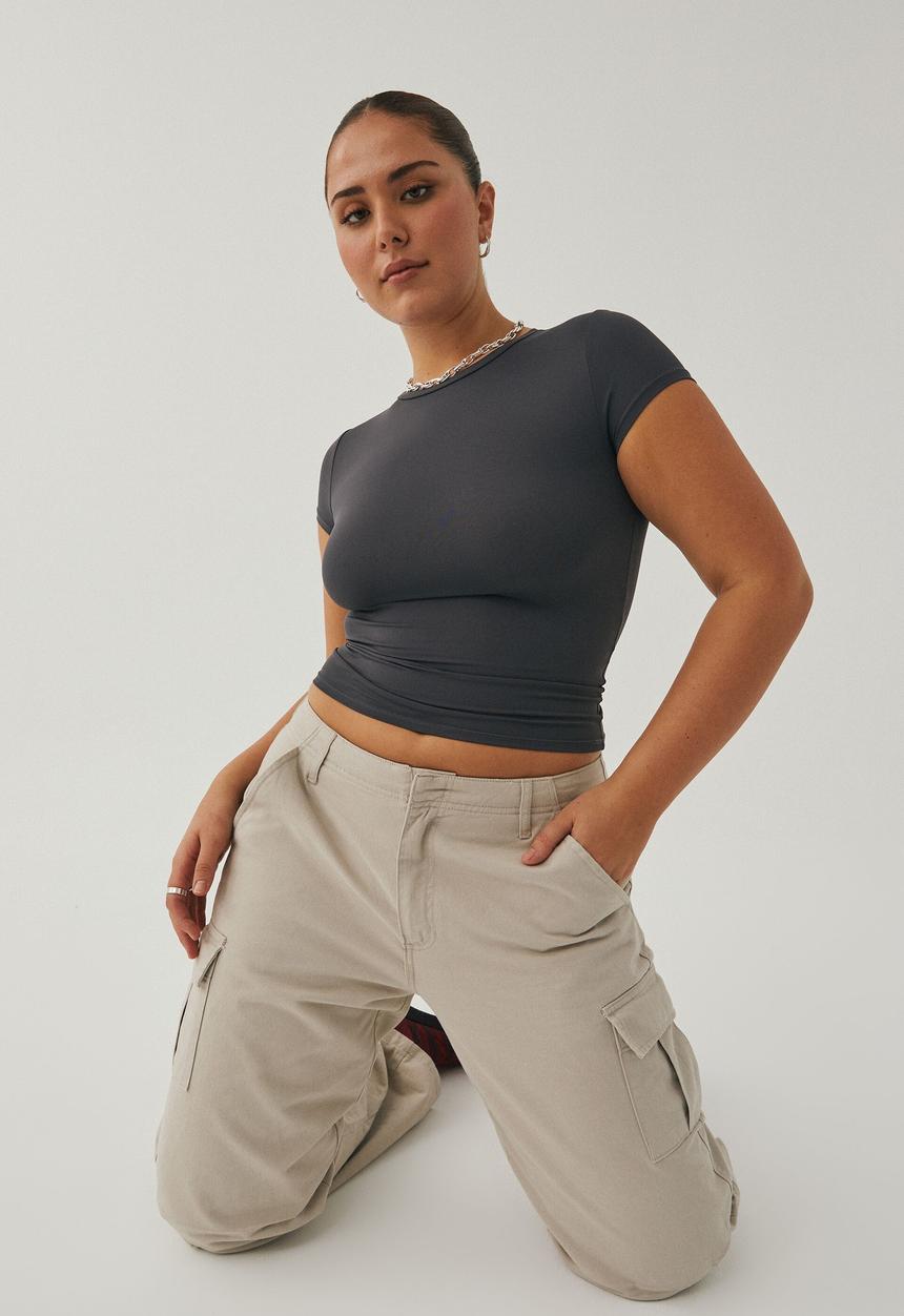 Supré  - Shay short sleeve top - gunmetal