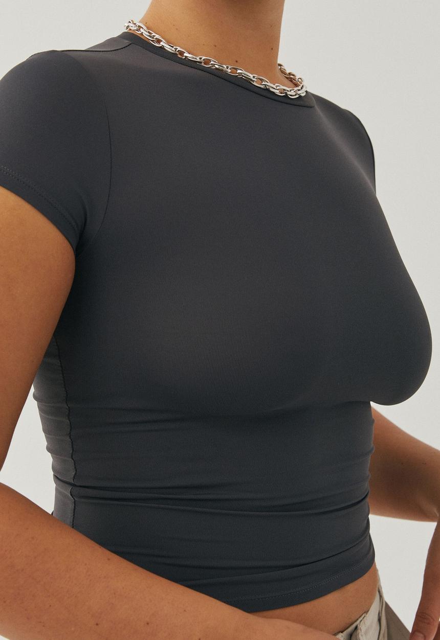 Supré  - Shay short sleeve top - gunmetal