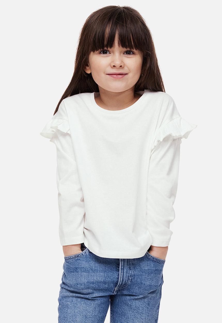 H&M - Long-sleeved cotton top - white