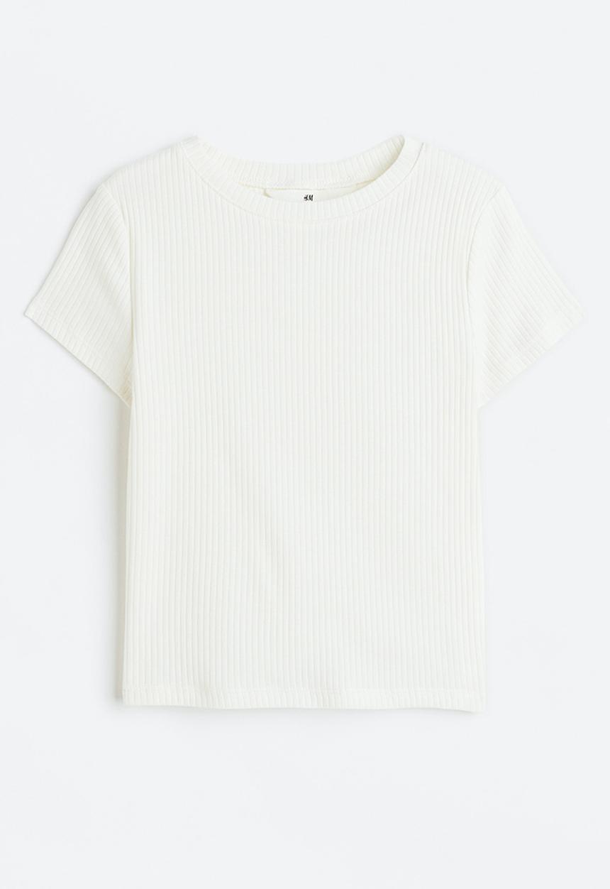 H&M - Ribbed cotton jersey top - white