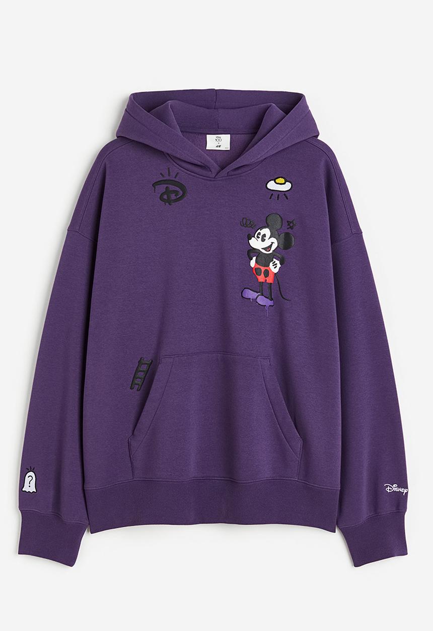 H&M - Oversized fit hoodie - dark purple/disney100