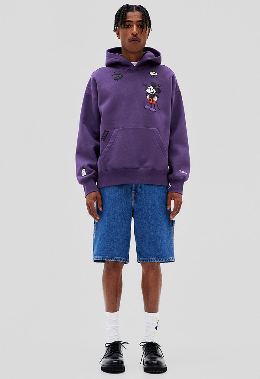 H&M - Oversized fit hoodie - dark purple/disney100