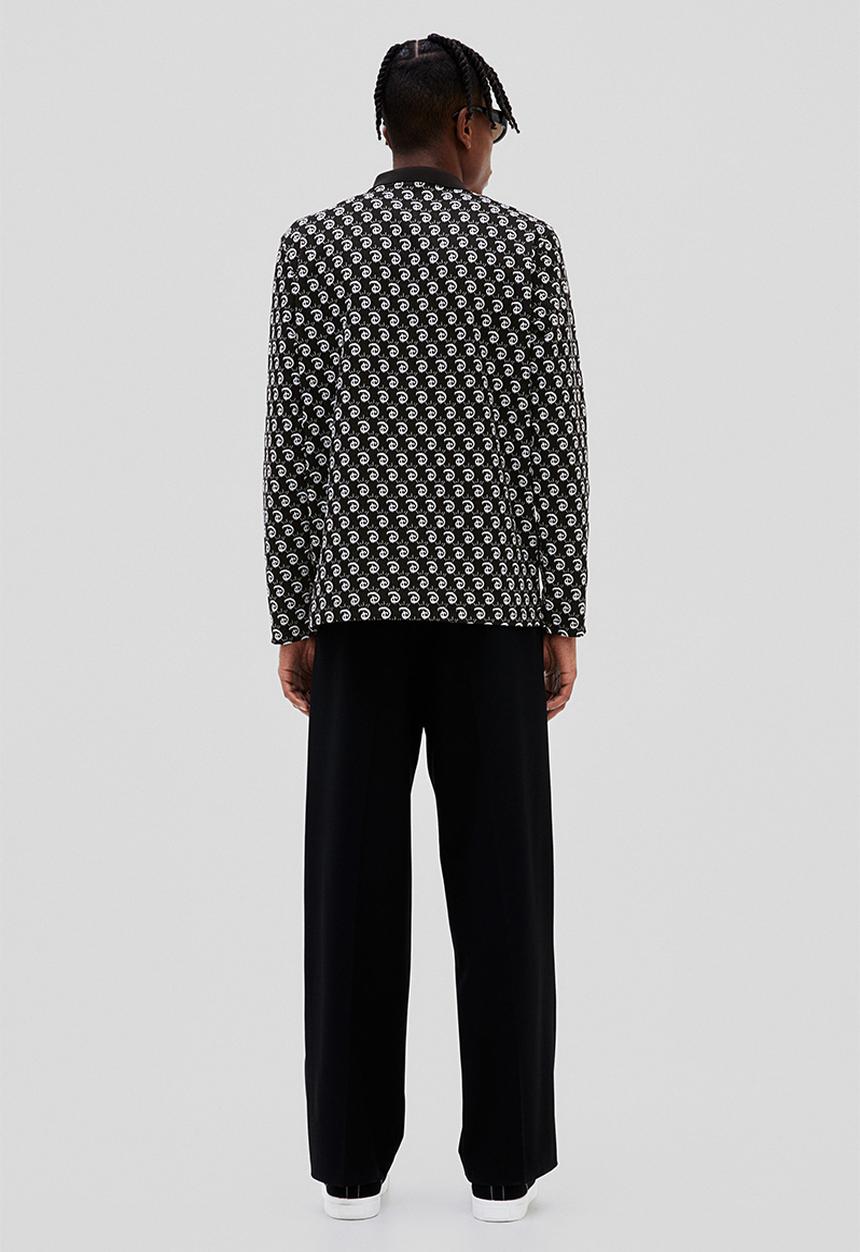 H&M - Regular fit jacquard-knit polo shirt - black/disney100