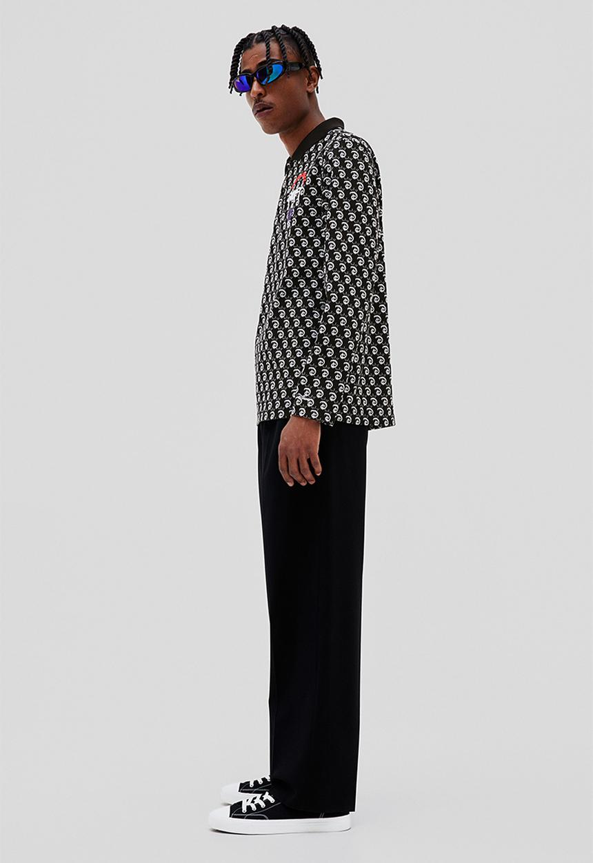 H&M - Regular fit jacquard-knit polo shirt - black/disney100