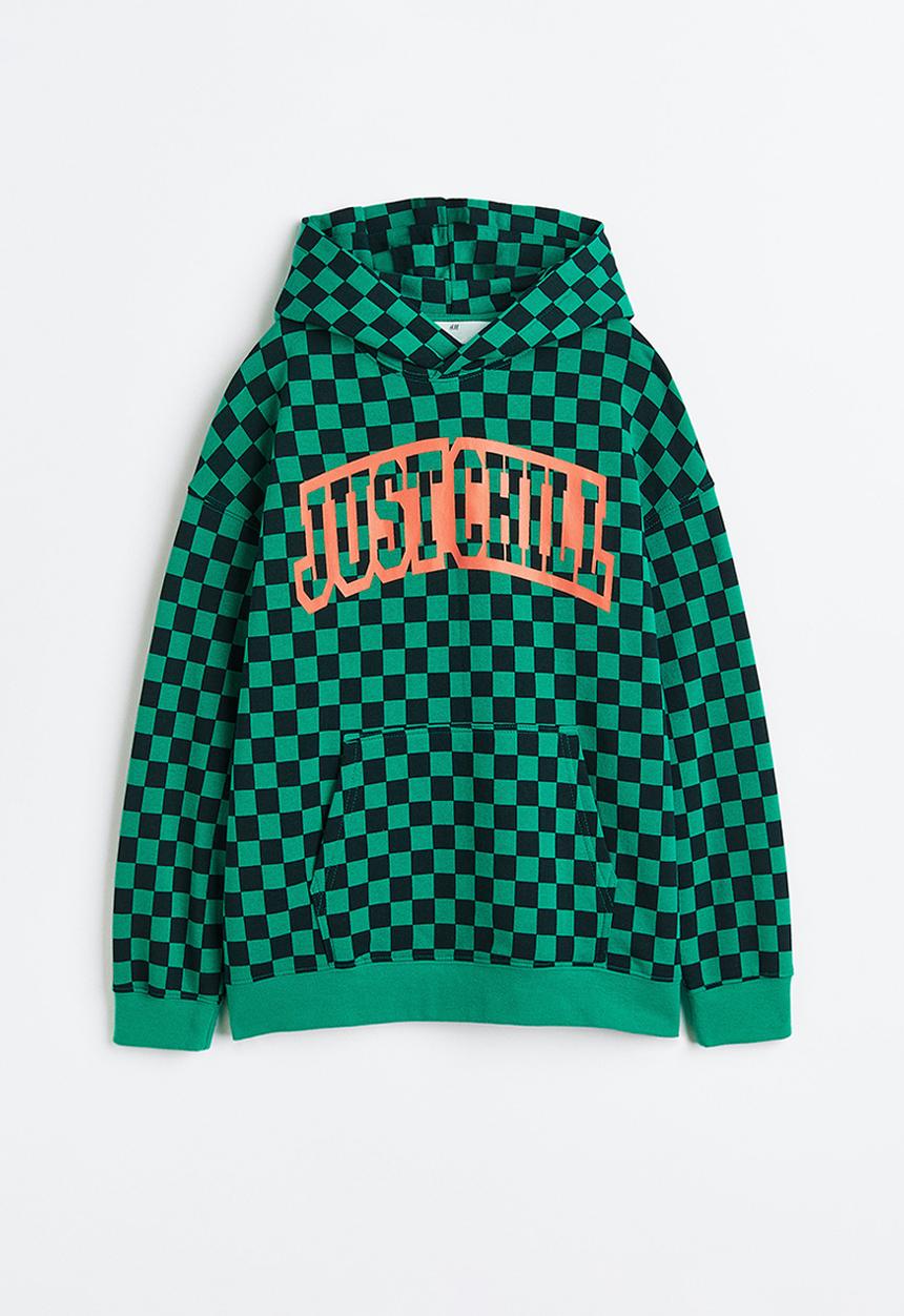 H&M - Oversized printed hoodie - green