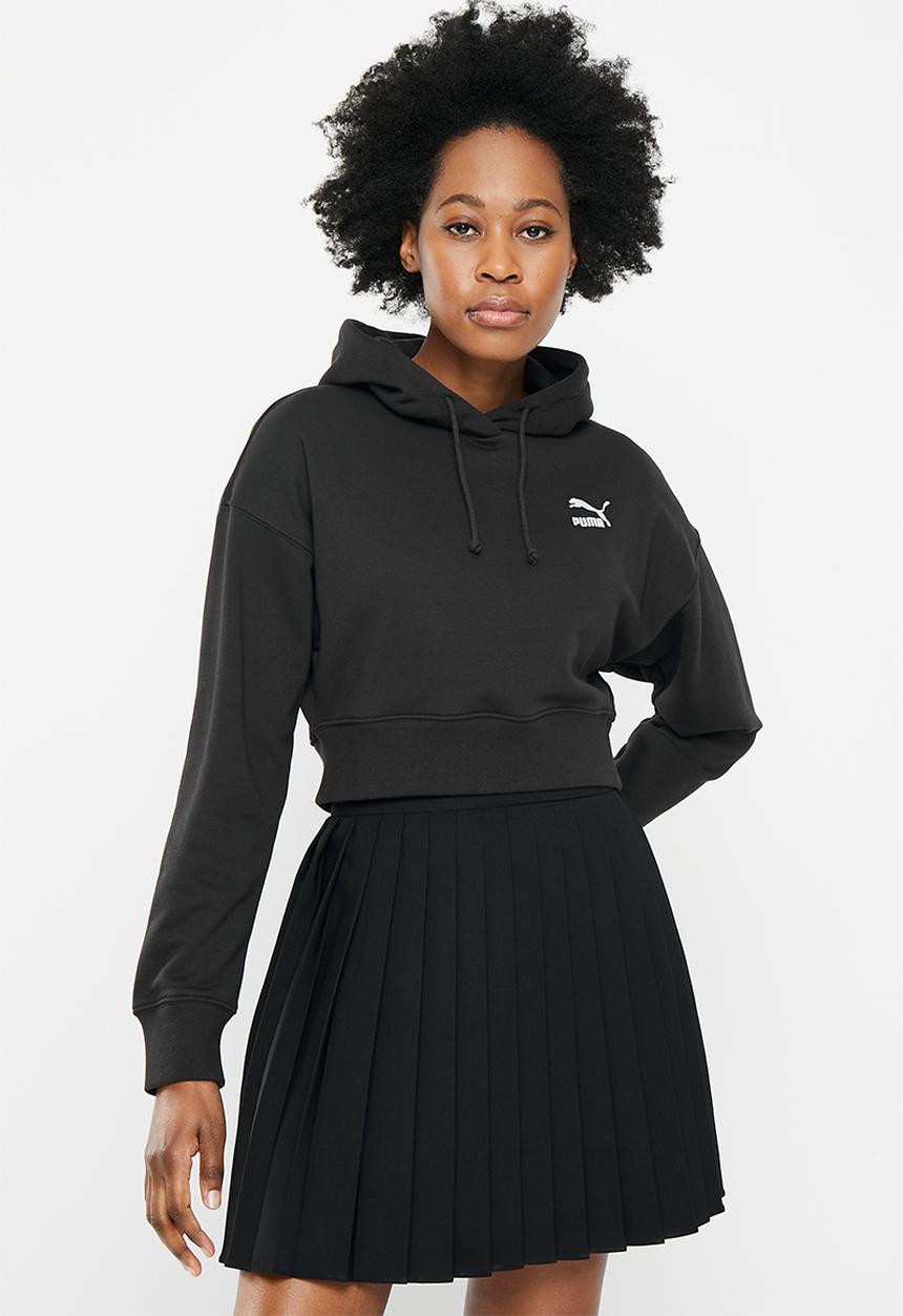 PUMA - Classics cropped hoodie tr - puma black
