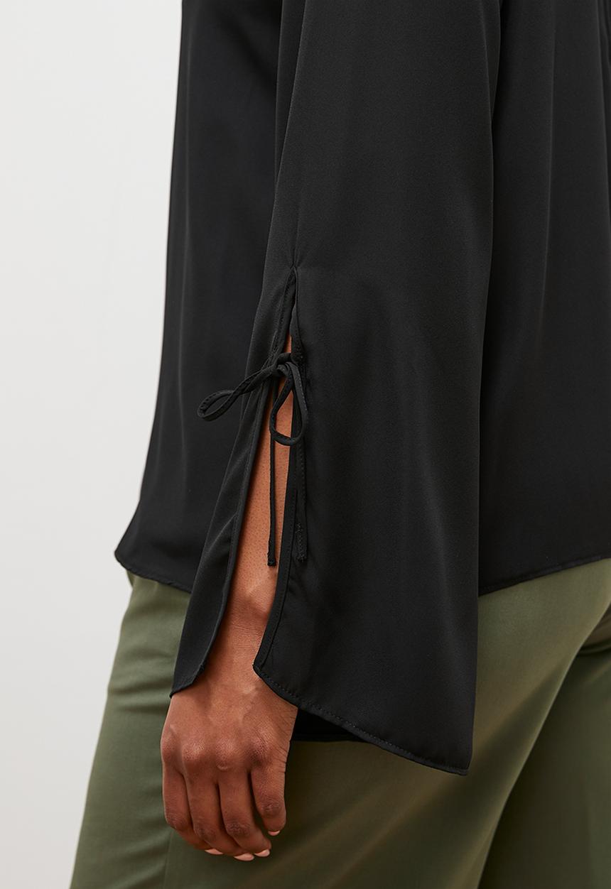 edit - Front lace up blouse - black