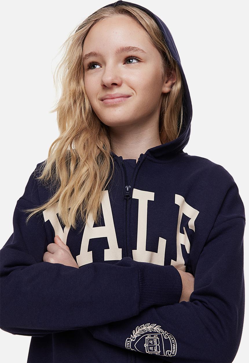 H&M - Oversized printed zip-through hoodie - blue