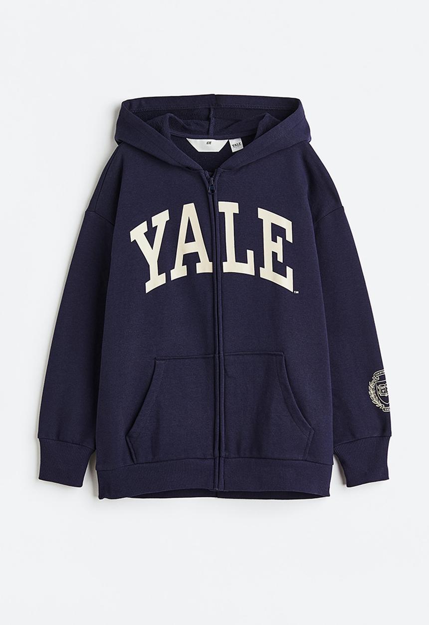 H&M - Oversized printed zip-through hoodie - blue