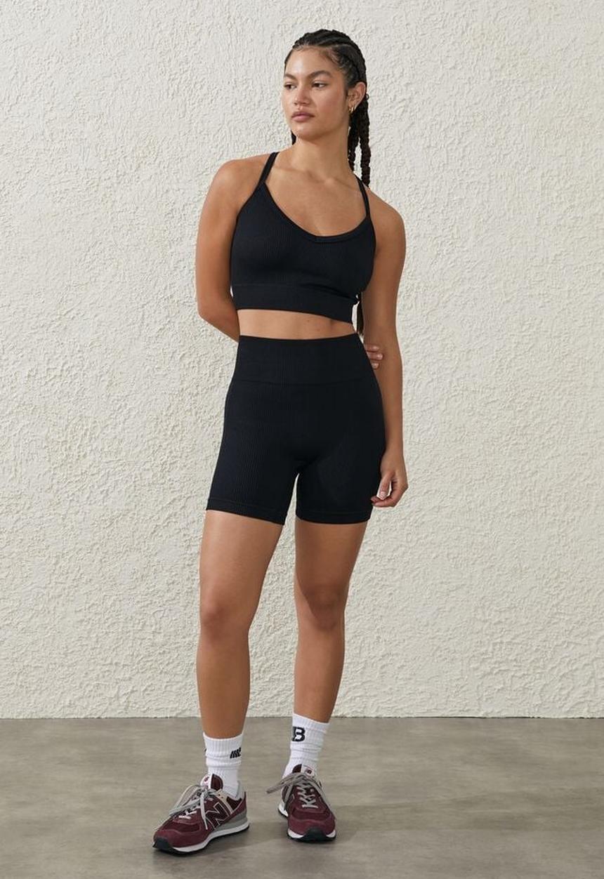 Cotton On - Seamless rib bike short - black