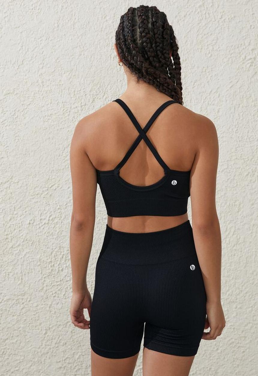 Cotton On - Seamless rib bike short - black