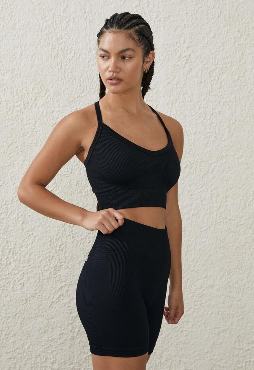 Cotton On - Seamless rib bike short - black