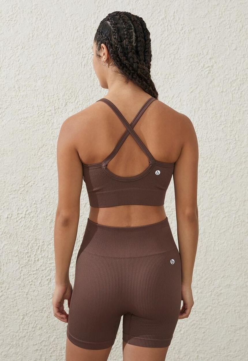 Cotton On - Seamless rib bike short - deep taupe
