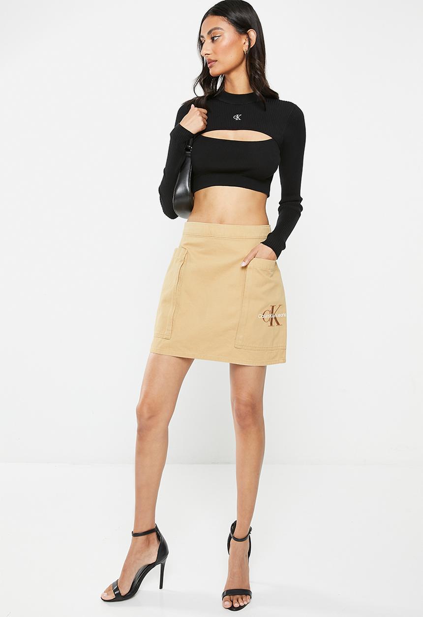 Calvin Klein - Archival monologo utility skirt - travertine