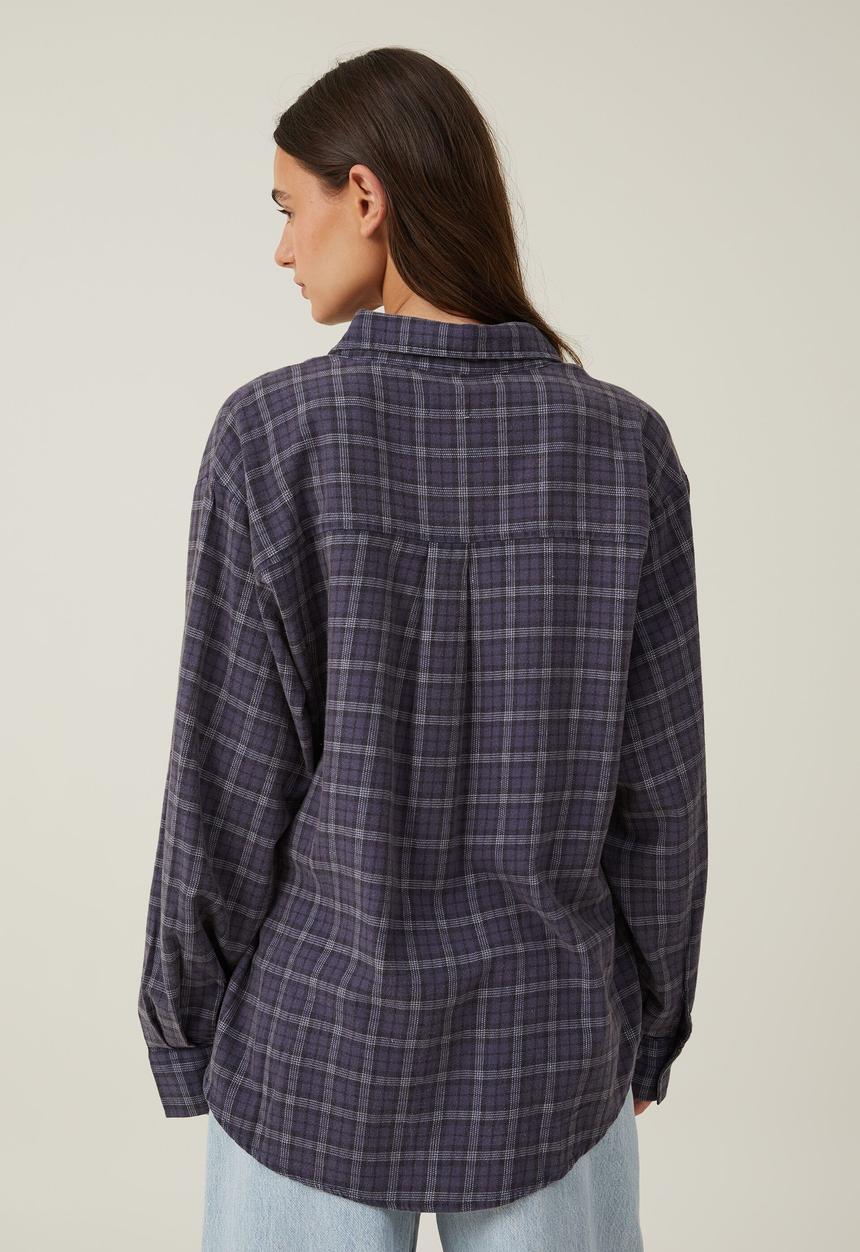 Cotton On - Boyfriend flannel shirt veronika check - vintage blue