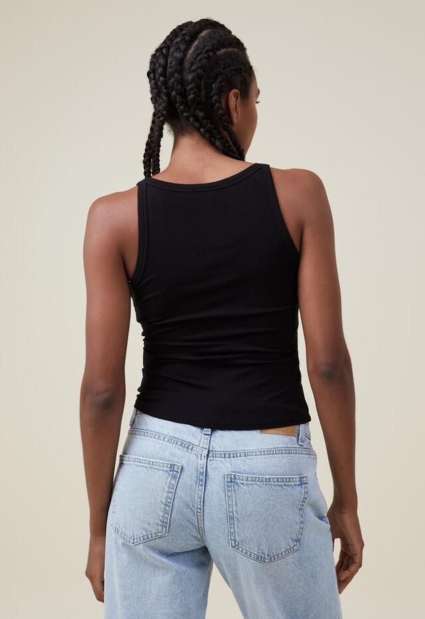 Cotton On - Staple rib scoop neck tank - black