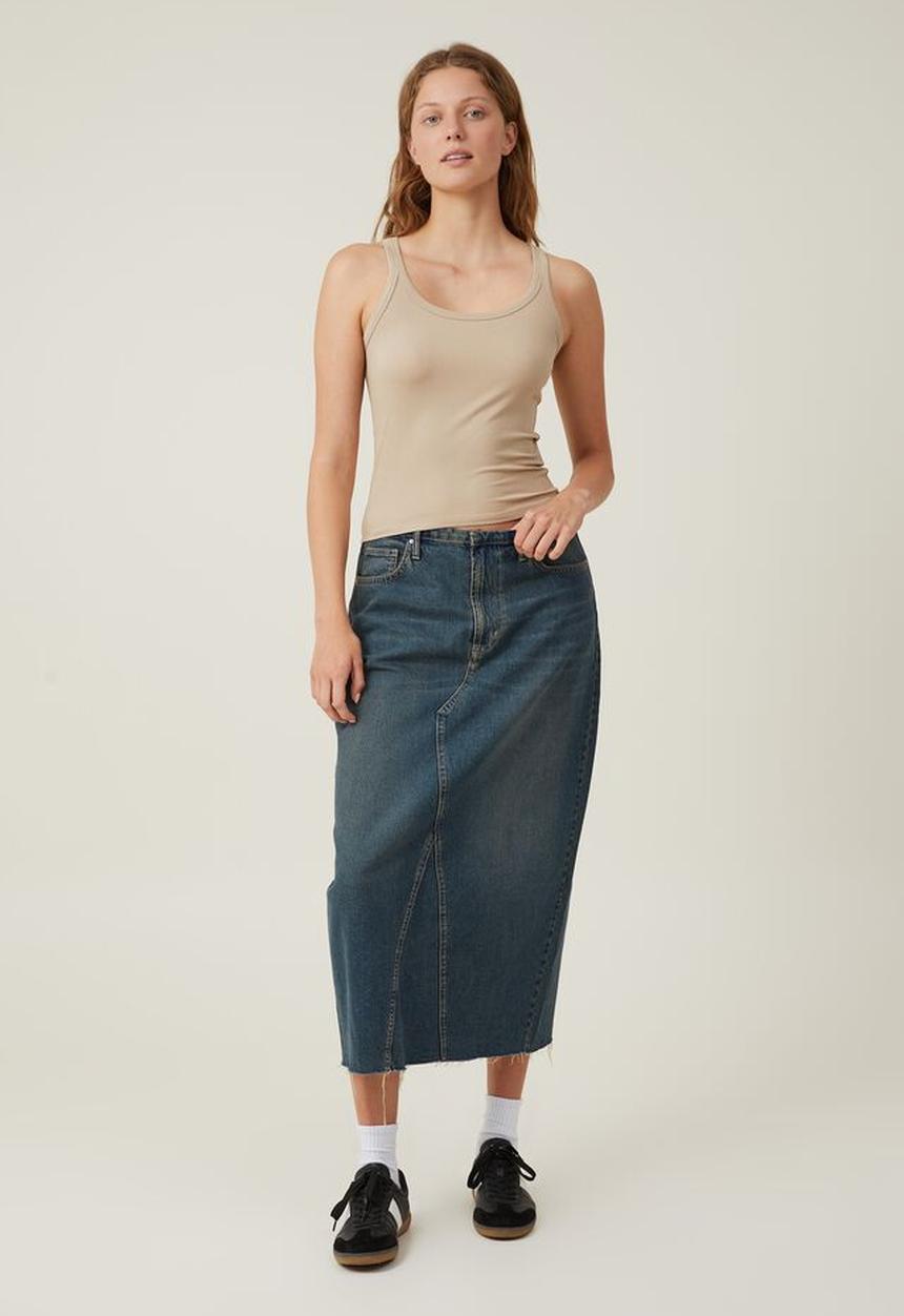 Cotton On - Staple rib scoop neck tank - mid taupe