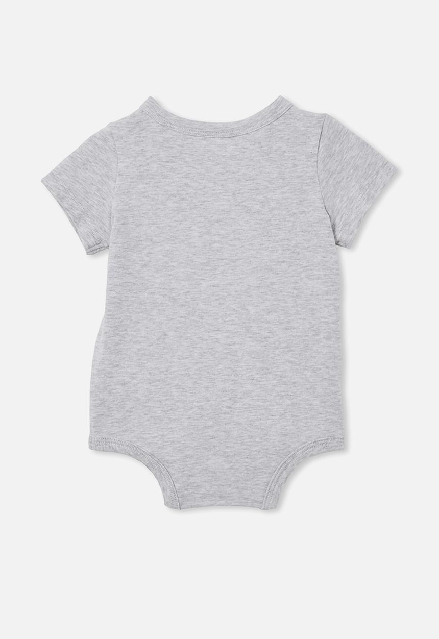 Cotton On - The short sleeve bubbysuit - cloud marle/roarsome!
