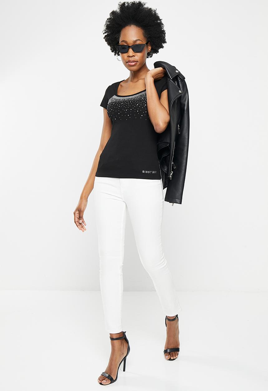 SISSY BOY - Square neck fashion top - black