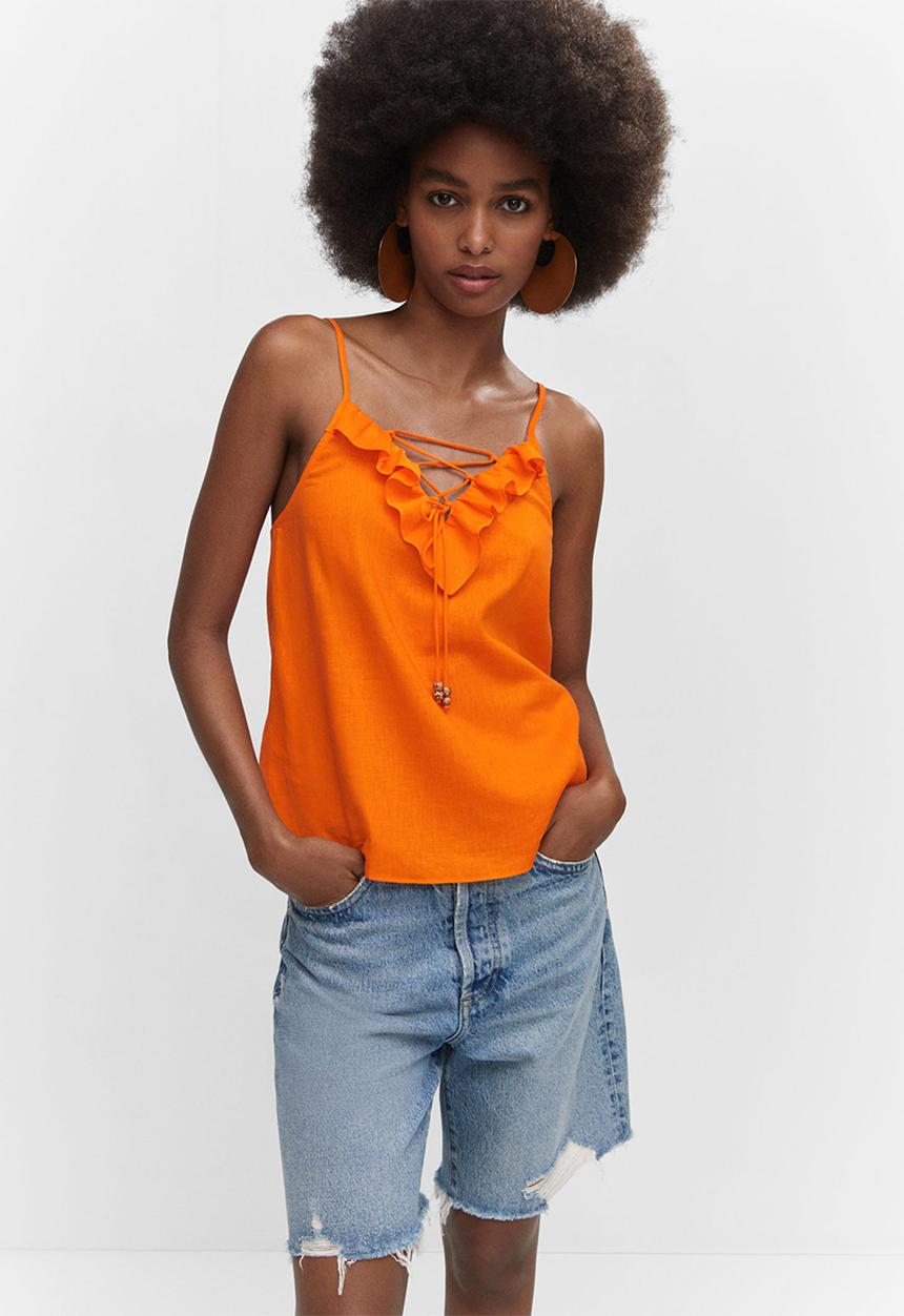MANGO - Top simo - orange