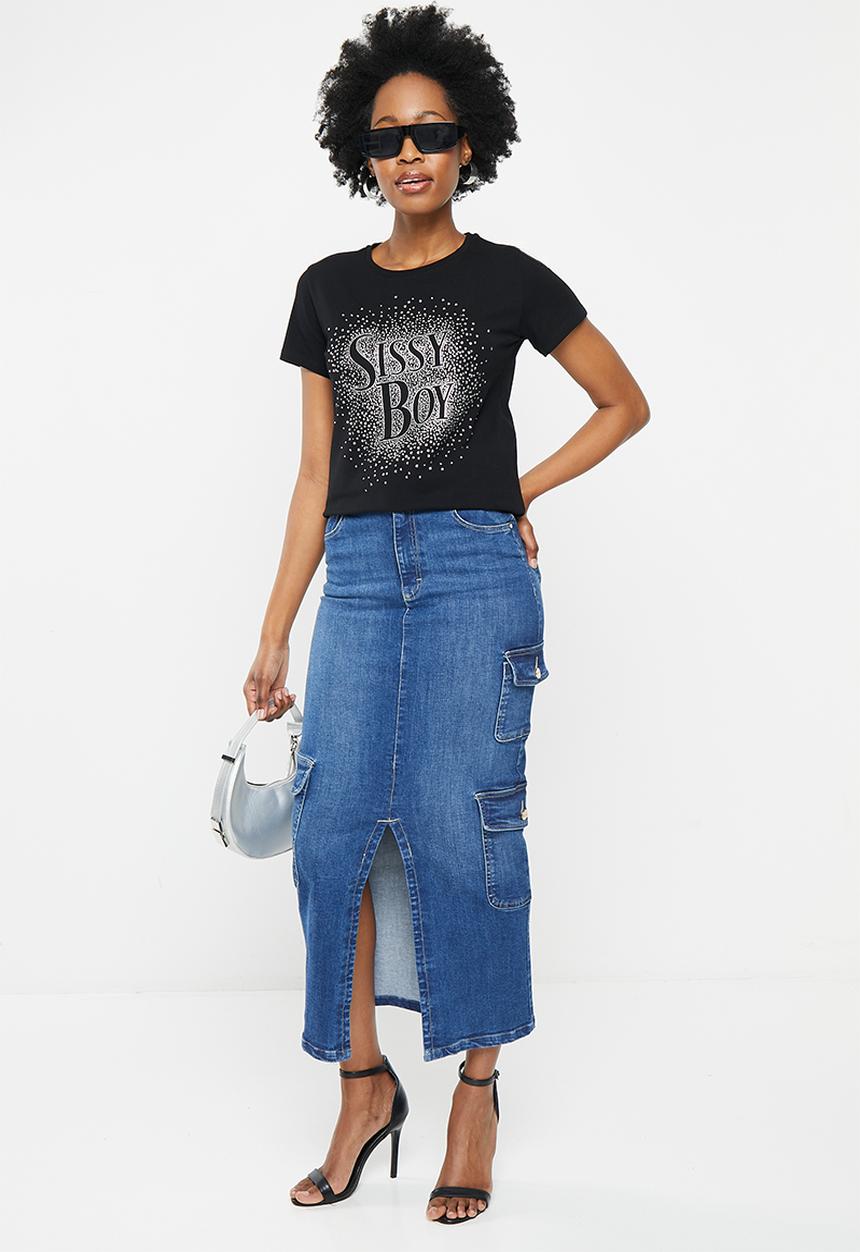 SISSY BOY - Farah: high waist cargo maxi skirt - med vintage