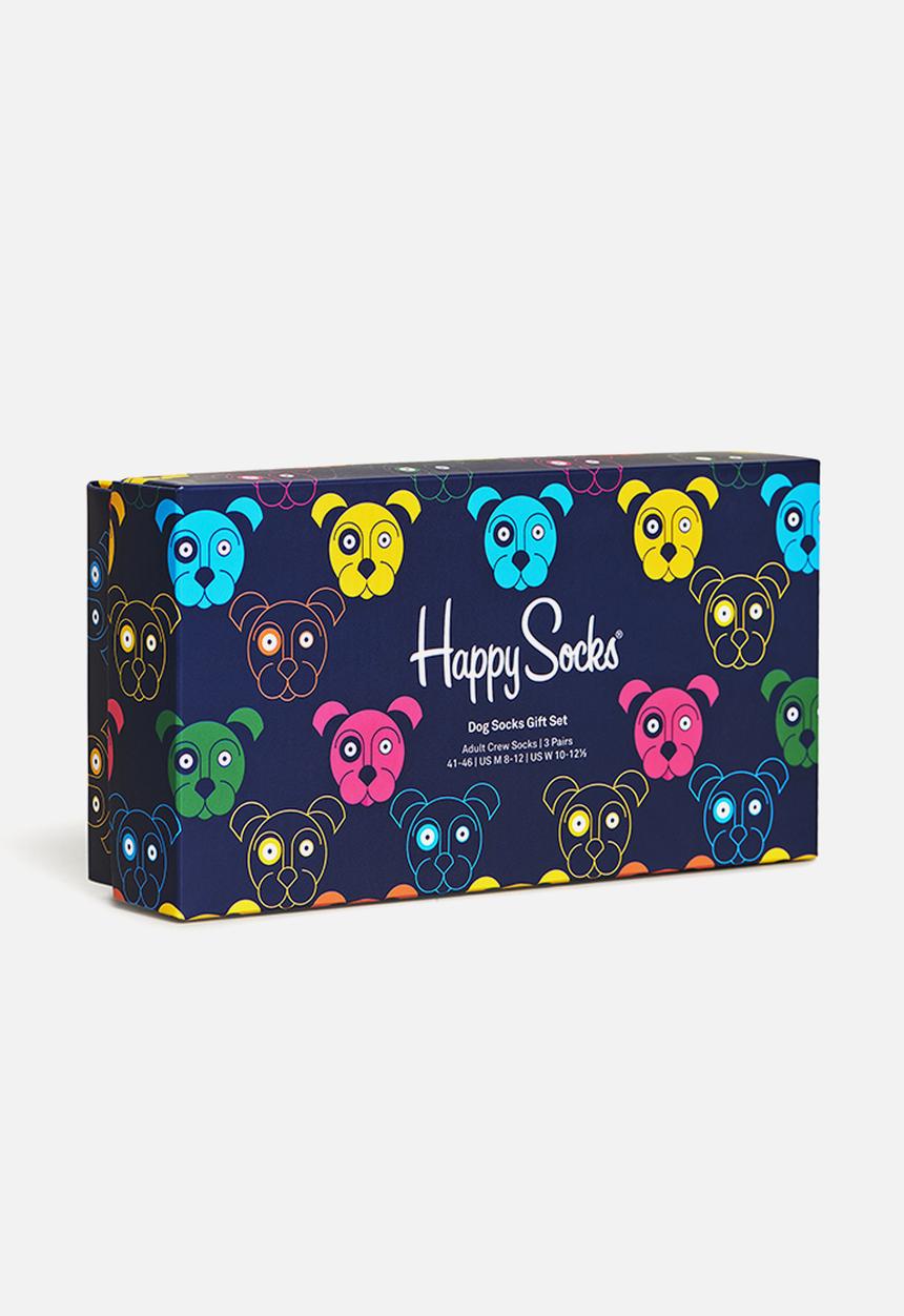 Happy Socks - 3-Pack mixed dog socks gift set adult size - multi