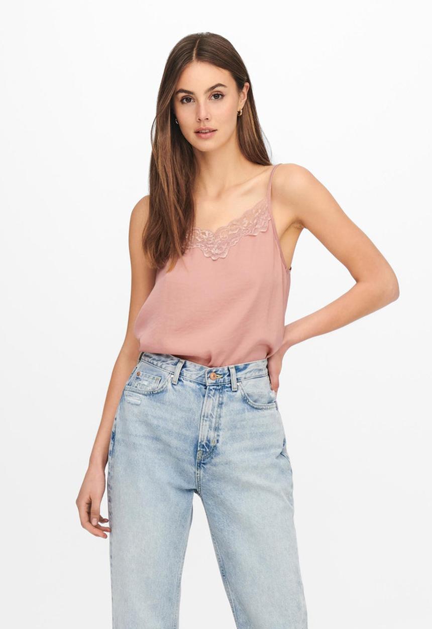Jacqueline de Yong - Appa new lace singlet - woodrose