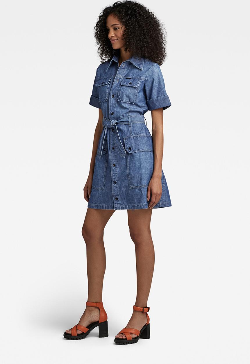 G-STAR - Military shirt dress short sleeve - faded ionic blue
