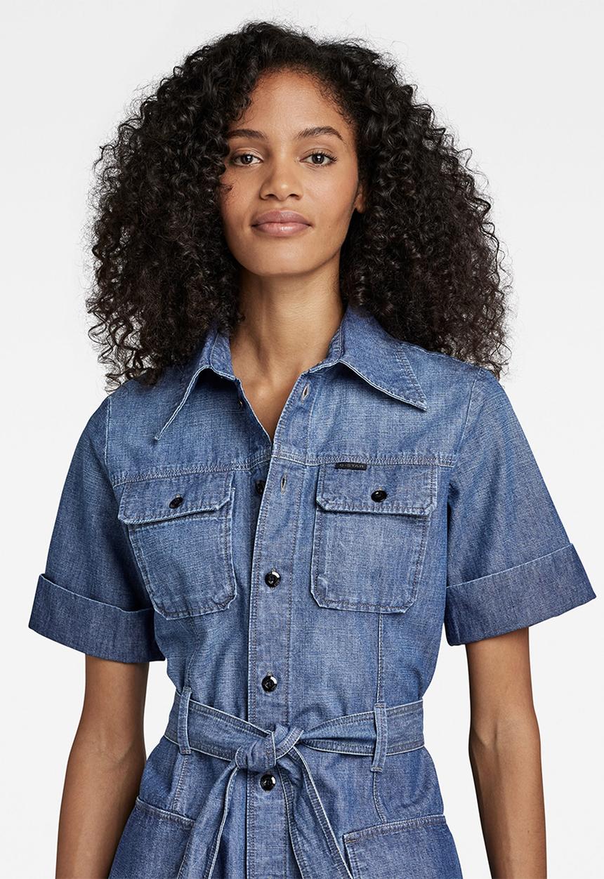 G-STAR - Military shirt dress short sleeve - faded ionic blue