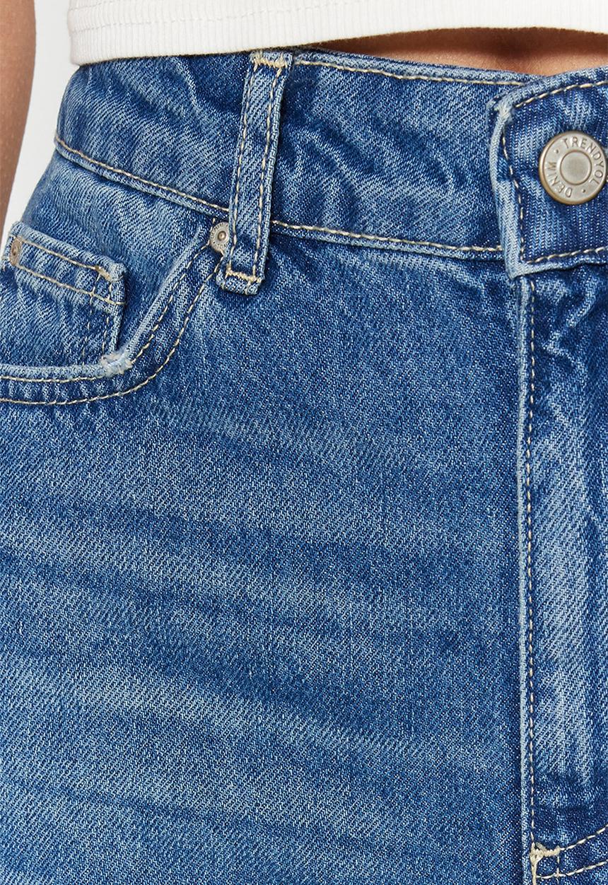 Trendyol - Ripped mom skinny jeans - blue