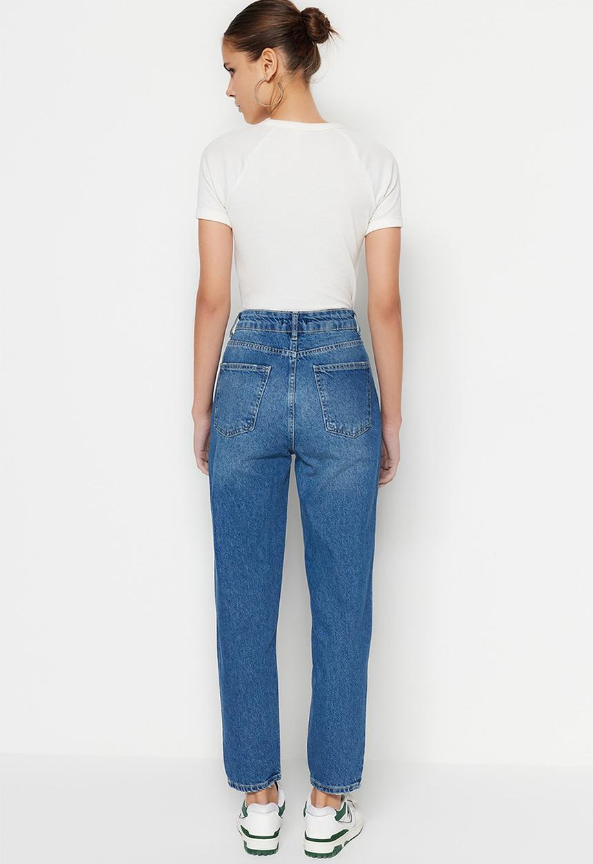 Trendyol - Ripped mom skinny jeans - blue
